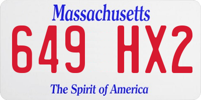 MA license plate 649HX2