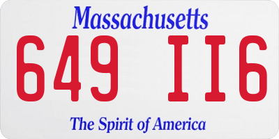 MA license plate 649II6