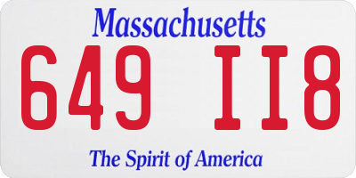 MA license plate 649II8
