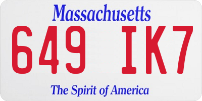 MA license plate 649IK7