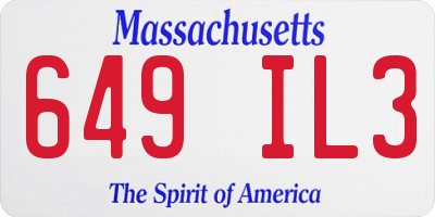 MA license plate 649IL3