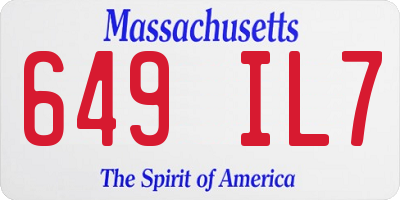 MA license plate 649IL7
