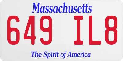 MA license plate 649IL8