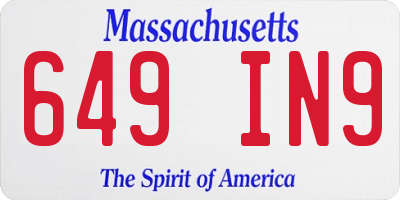 MA license plate 649IN9