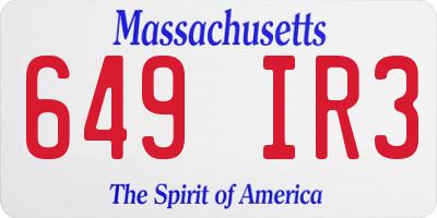 MA license plate 649IR3