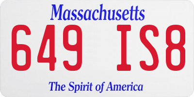 MA license plate 649IS8