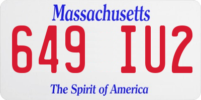 MA license plate 649IU2