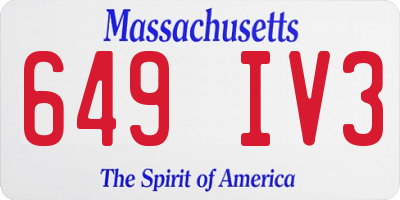 MA license plate 649IV3