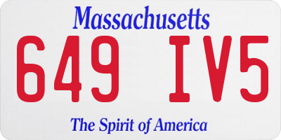 MA license plate 649IV5