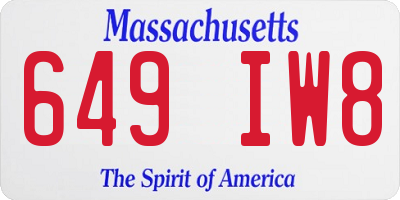 MA license plate 649IW8