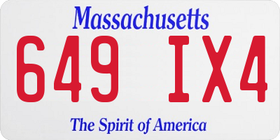 MA license plate 649IX4