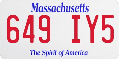 MA license plate 649IY5