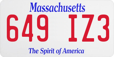 MA license plate 649IZ3