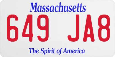 MA license plate 649JA8