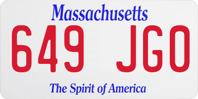 MA license plate 649JG0