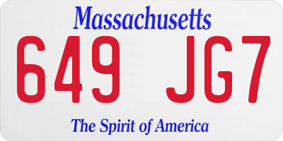 MA license plate 649JG7