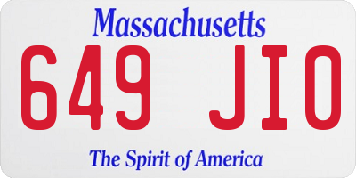 MA license plate 649JI0