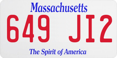 MA license plate 649JI2