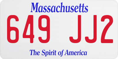 MA license plate 649JJ2