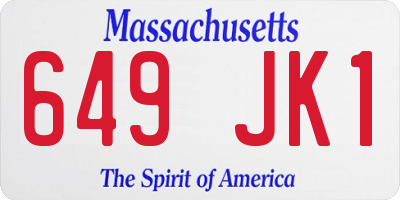 MA license plate 649JK1
