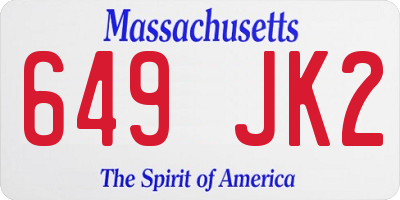MA license plate 649JK2