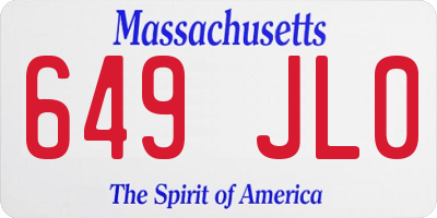 MA license plate 649JL0