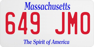 MA license plate 649JM0
