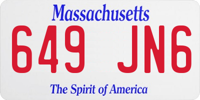MA license plate 649JN6