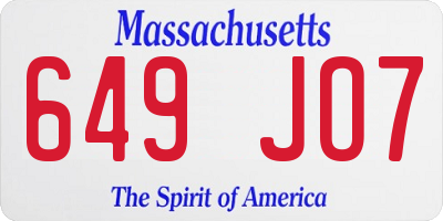 MA license plate 649JO7