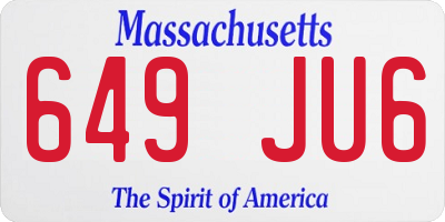 MA license plate 649JU6