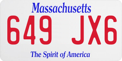 MA license plate 649JX6