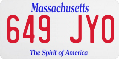 MA license plate 649JY0