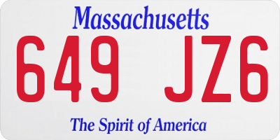 MA license plate 649JZ6