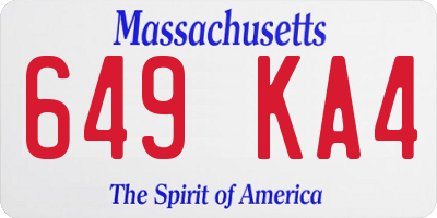 MA license plate 649KA4