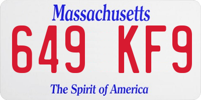 MA license plate 649KF9