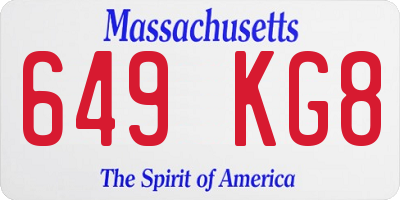 MA license plate 649KG8