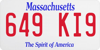 MA license plate 649KI9