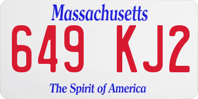 MA license plate 649KJ2