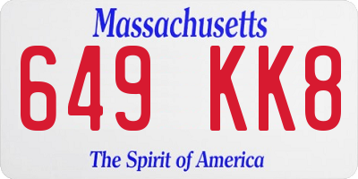 MA license plate 649KK8