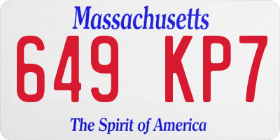 MA license plate 649KP7