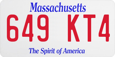 MA license plate 649KT4