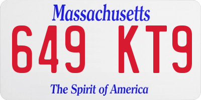 MA license plate 649KT9