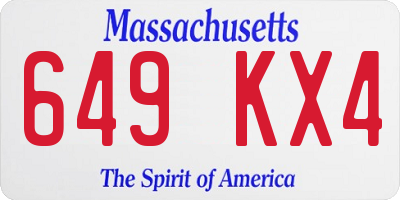 MA license plate 649KX4