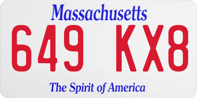 MA license plate 649KX8