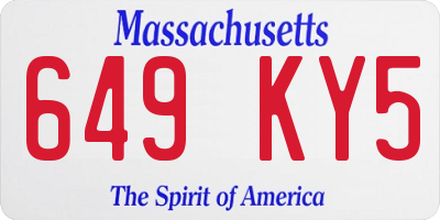 MA license plate 649KY5