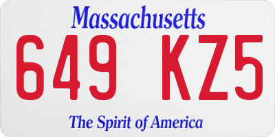 MA license plate 649KZ5
