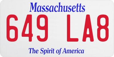 MA license plate 649LA8