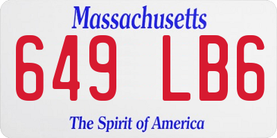 MA license plate 649LB6