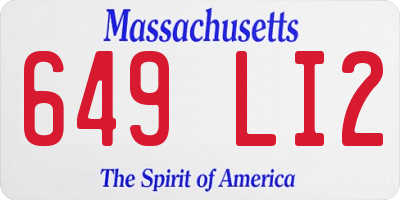 MA license plate 649LI2