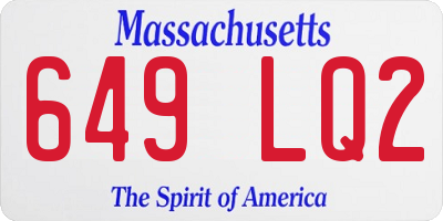 MA license plate 649LQ2
